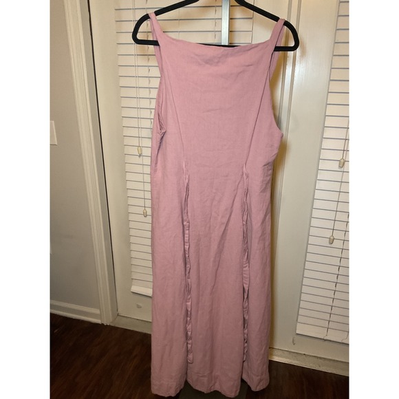 Free People Button Front Midi Dress Sleeveless Casual Pink L - Picture 5 of 11